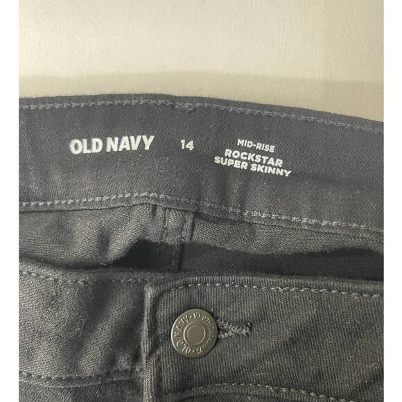 Old Navy Womens Mid Rise Rockstar Super Skinny Black Denim Jeans NEW Size 14 - Picture 7 of 11